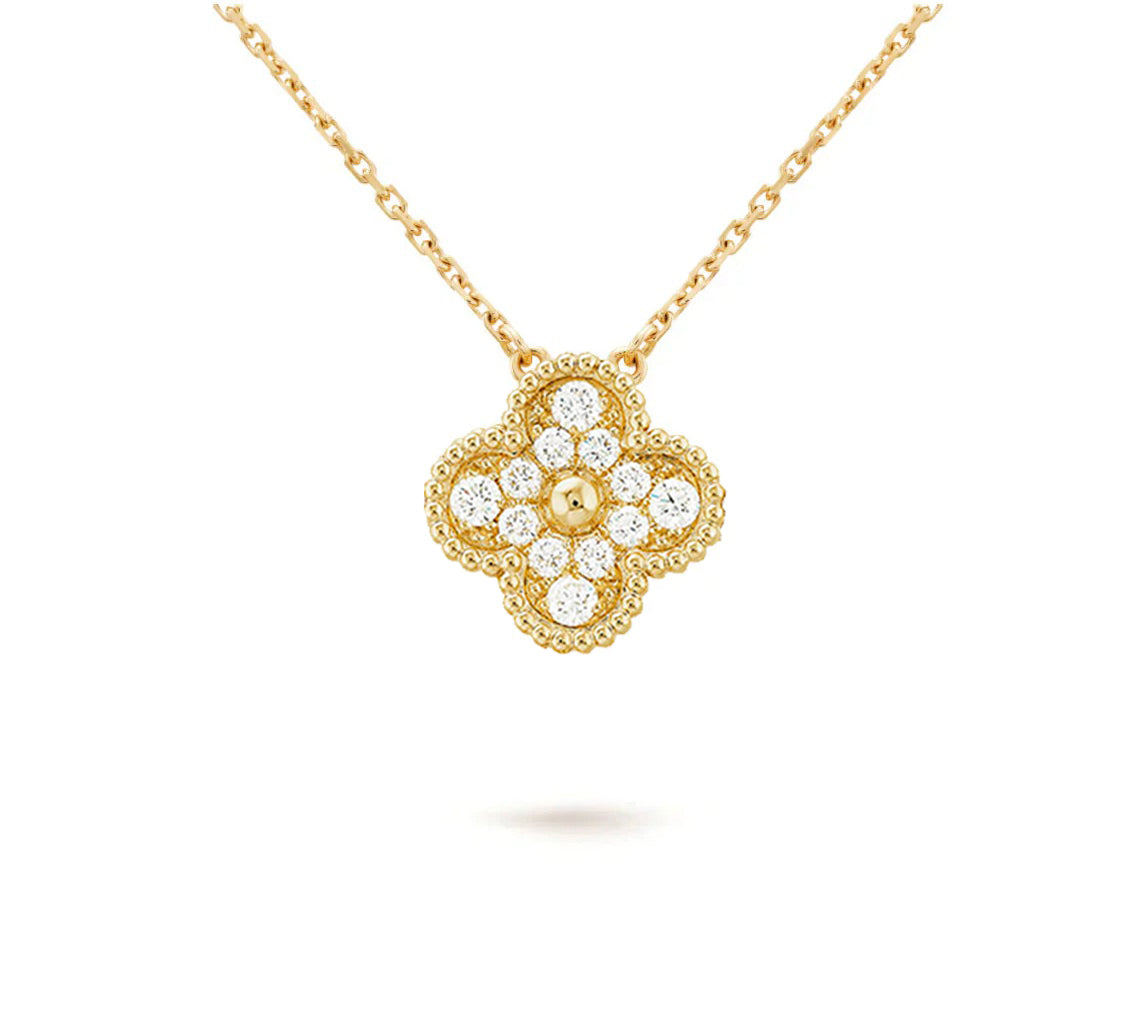 [Loran]15MM CLOVER FLOWER DIAMOND PENDANT NECKLACE COLLECTION