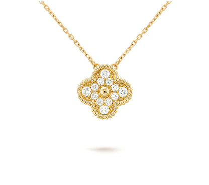 [Loran]15MM CLOVER FLOWER DIAMOND PENDANT NECKLACE COLLECTION