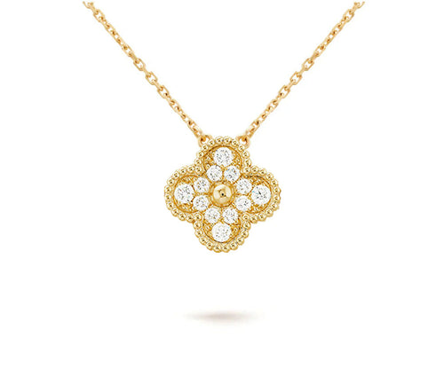 [Loran]15MM CLOVER FLOWER DIAMOND PENDANT NECKLACE COLLECTION