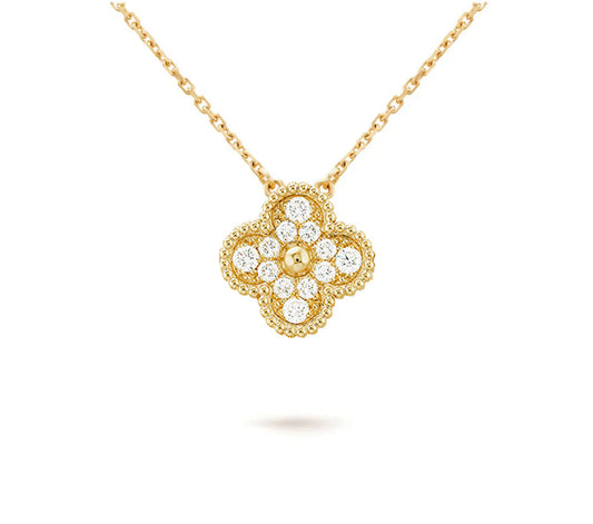 [Loran]15MM CLOVER FLOWER DIAMOND PENDANT NECKLACE COLLECTION
