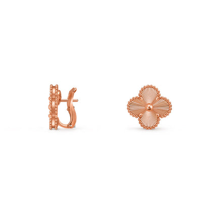 [Loran]15MM CLOVER FLOWER STUD EARRINGS ROSE GOLD COLLECTION