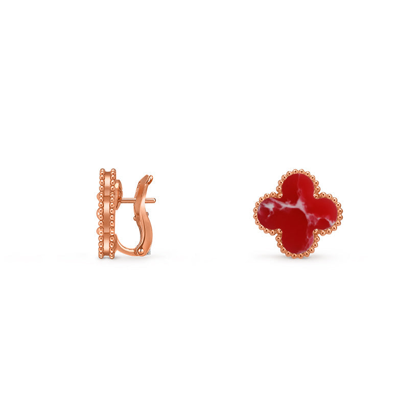 [Loran]15MM CLOVER FLOWER STUD EARRINGS ROSE GOLD COLLECTION