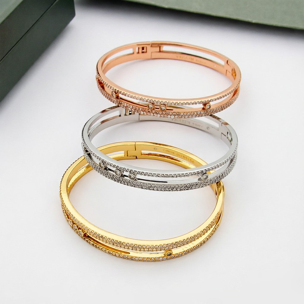 [Loran]MOVE ROMANE PAVÉ DIAMOND BANGLE BRACELET