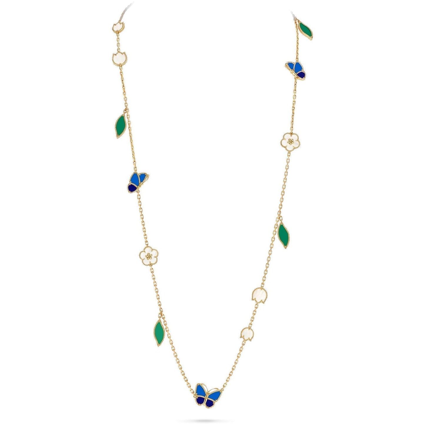 [Loran]LUCKY SPRING BUTTERFLY & FLOWER STATEMENT NECKLACE - 15-MOTIF FLORAL DESIGN