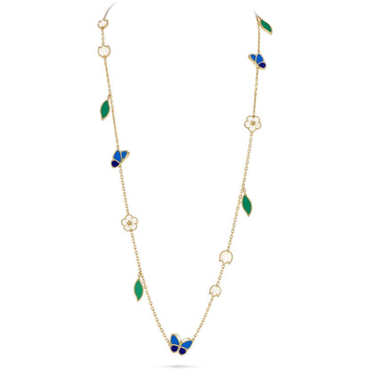 [Loran]LUCKY SPRING BUTTERFLY & FLOWER STATEMENT NECKLACE - 15-MOTIF FLORAL DESIGN