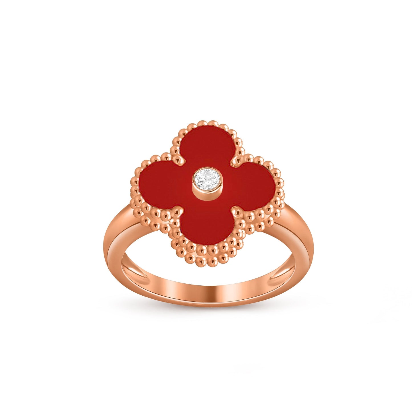 [Loran]LUCKY CLOVER DIAMOND-ACCENT ROSE GOLD RING COLLECTION