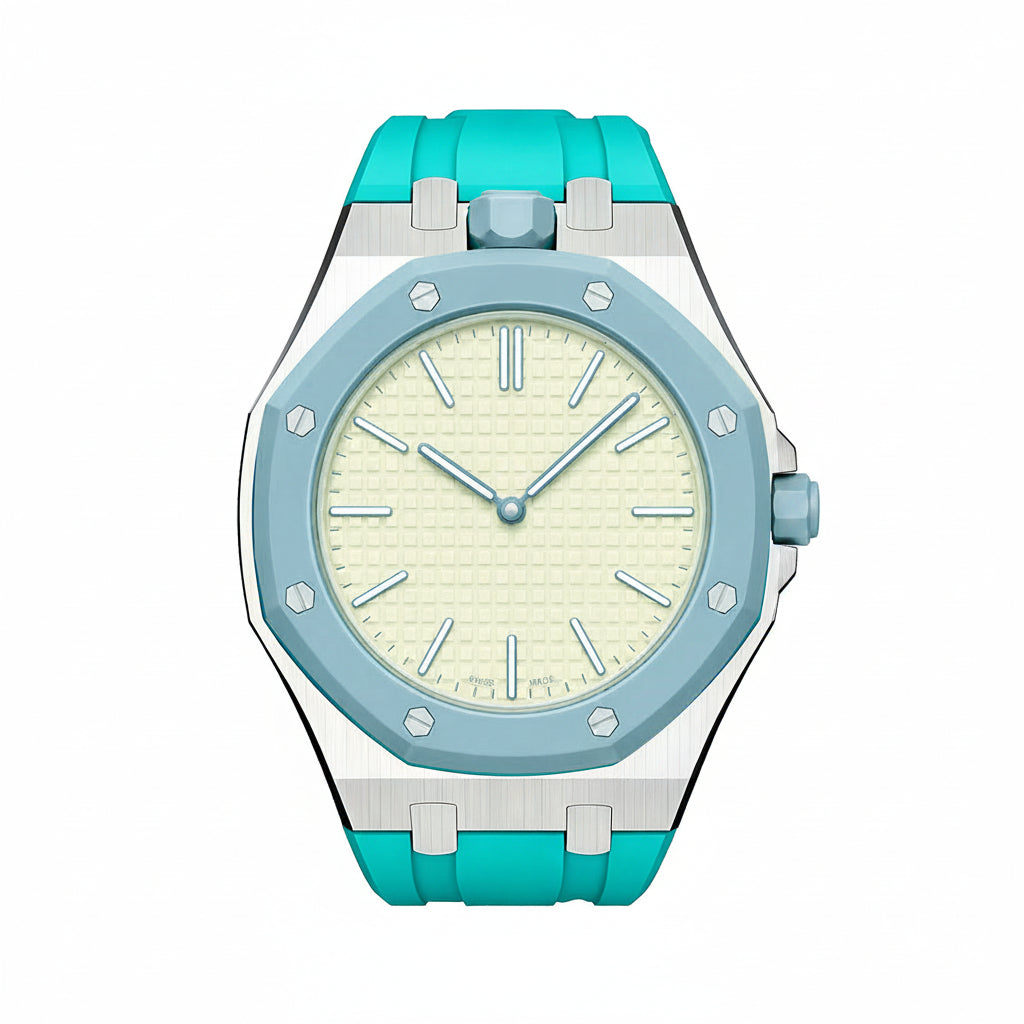 [Loran]OAK POP SKY BLUE STEEL SILICONE STRAP