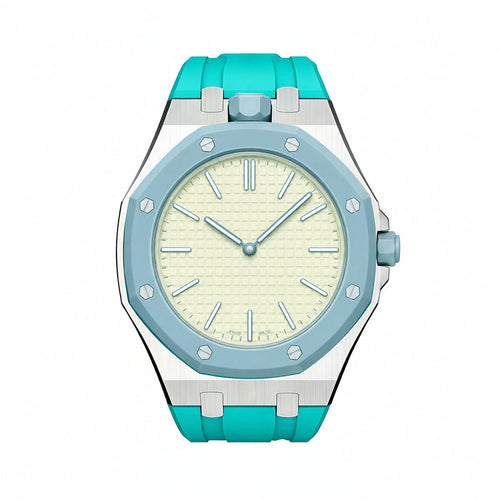[Loran]OAK POP SKY BLUE STEEL SILICONE STRAP