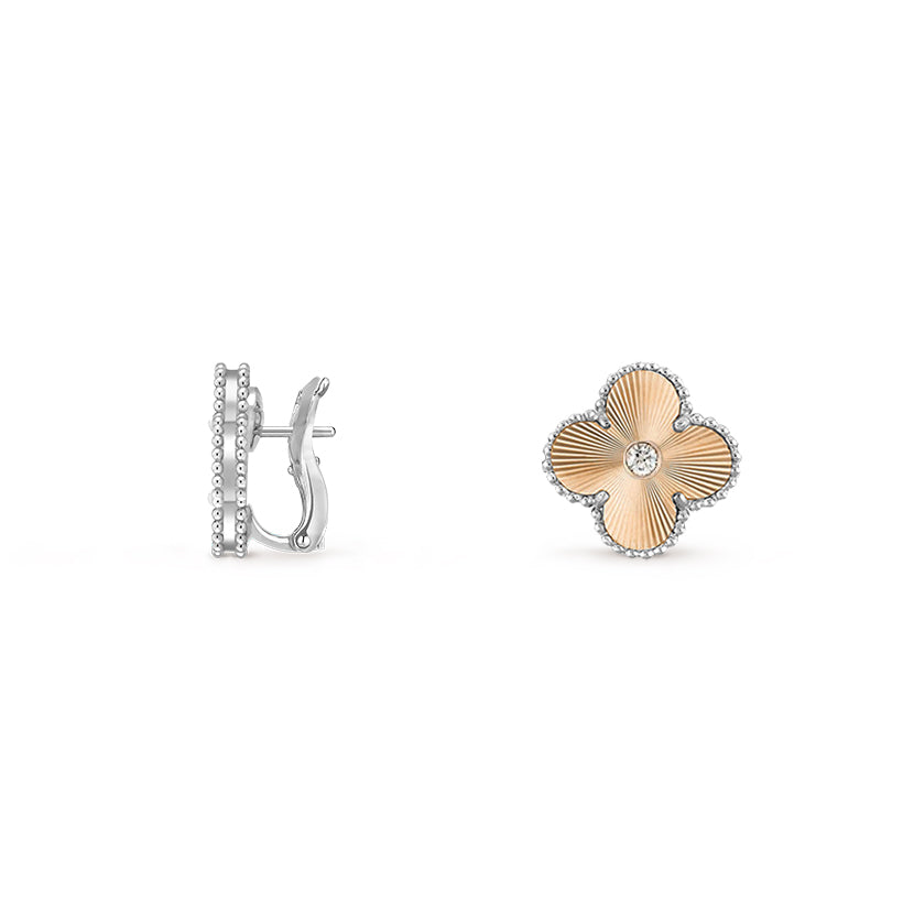 [Loran]15MM CLOVER FLOWER STUD EARRINGS DIAMOND-WHITE GOLD COLLECTION