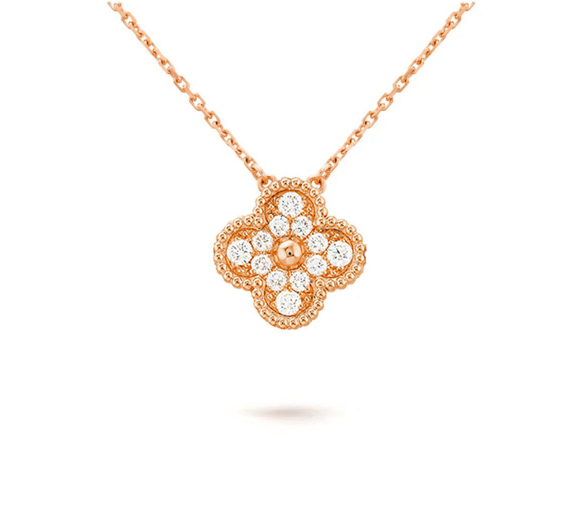 [Loran]15MM CLOVER FLOWER DIAMOND PENDANT NECKLACE COLLECTION