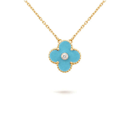 [Loran]15MM CLOVER FLOWER DIAMOND PENDANT NECKLACE COLLECTION