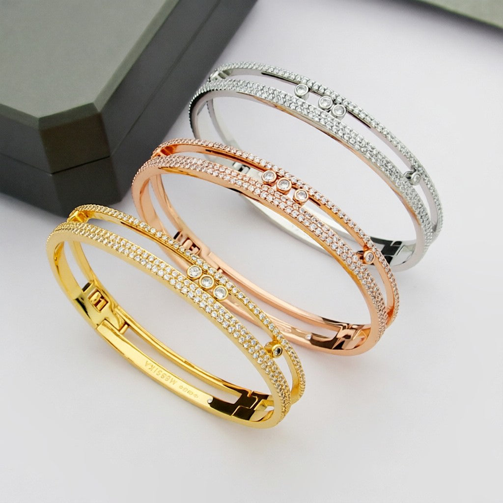 [Loran]MOVE ROMANE PAVÉ DIAMOND BANGLE BRACELET