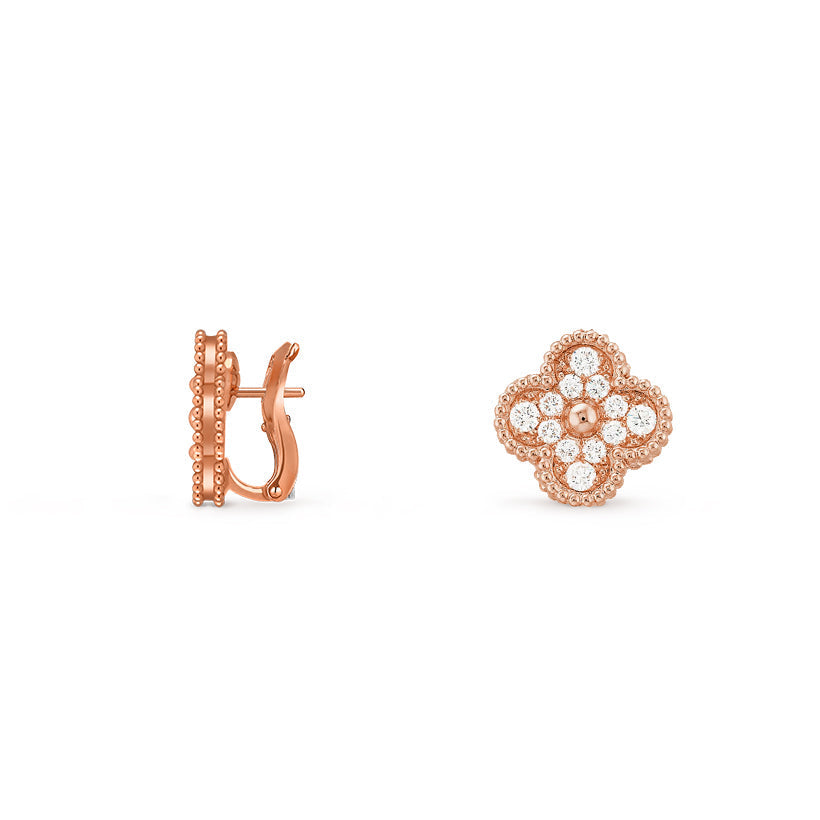 [Loran]15MM CLOVER FLOWER STUD EARRINGS ROSE GOLD COLLECTION