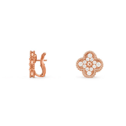 [Loran]15MM CLOVER FLOWER STUD EARRINGS ROSE GOLD COLLECTION