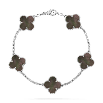 [Loran]LUCKY CLOVER 5-MOTIF BRACELET - GREY MOTHER-OF-PEARL COLLECTION