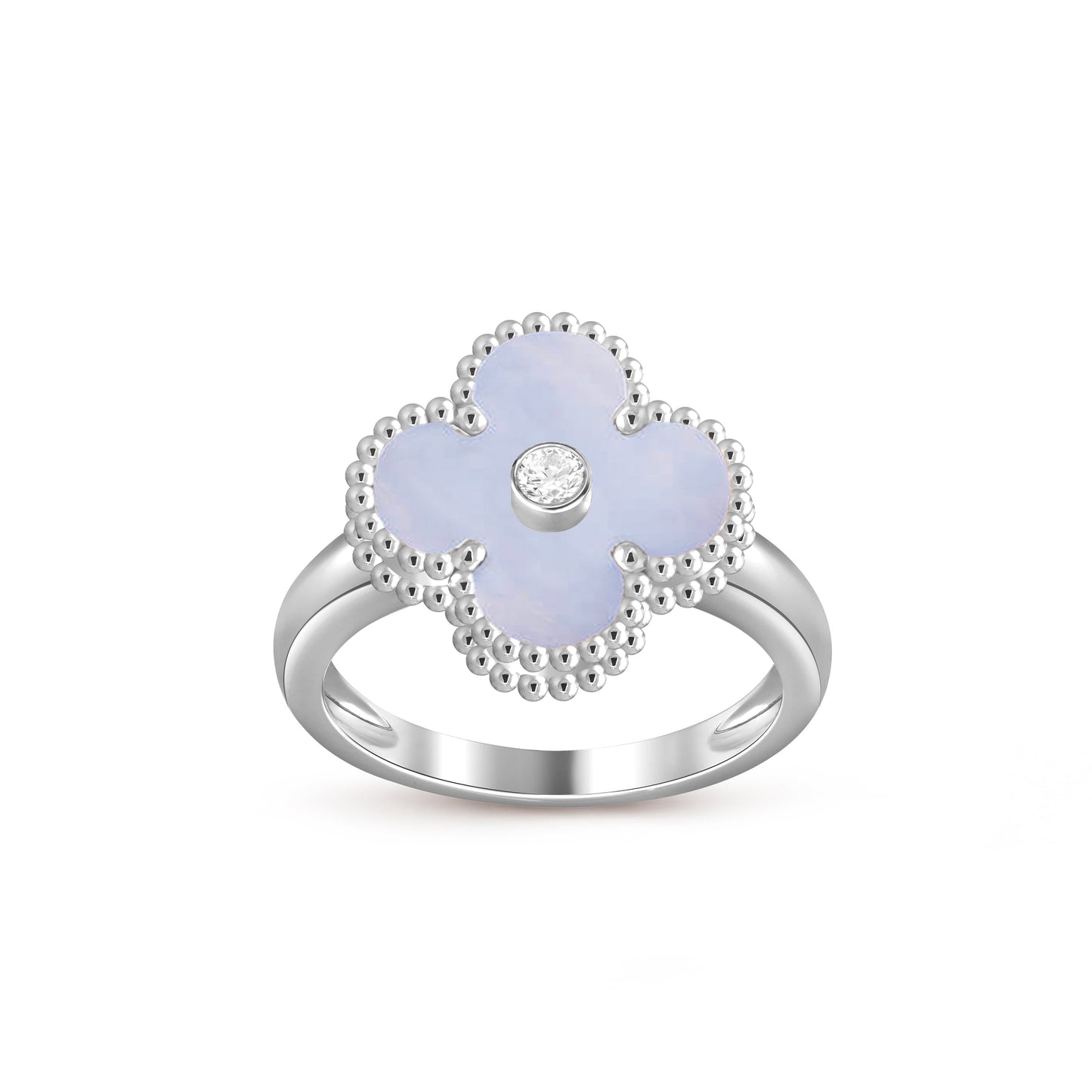 [Loran]LUCKY CLOVER DIAMOND-ACCENT WHITE GOLD RING COLLECTION