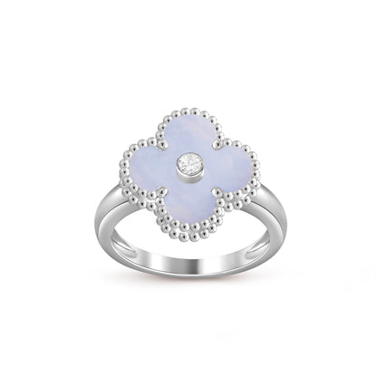 [Loran]LUCKY CLOVER DIAMOND-ACCENT WHITE GOLD RING COLLECTION