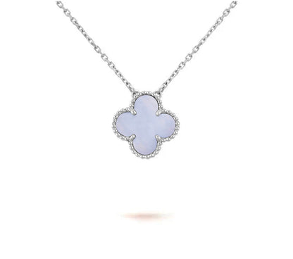 [Loran]15MM CLOVER FLOWER PENDANT NECKLACE WHITE GOLD COLLECTION