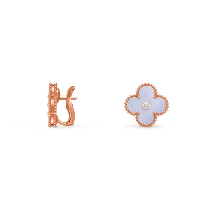 [Loran]15MM CLOVER FLOWER STUD EARRINGS DIAMOND-ROSE GOLD COLLECTION