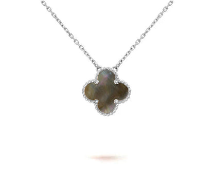 [Loran]15MM CLOVER FLOWER PENDANT NECKLACE WHITE GOLD COLLECTION