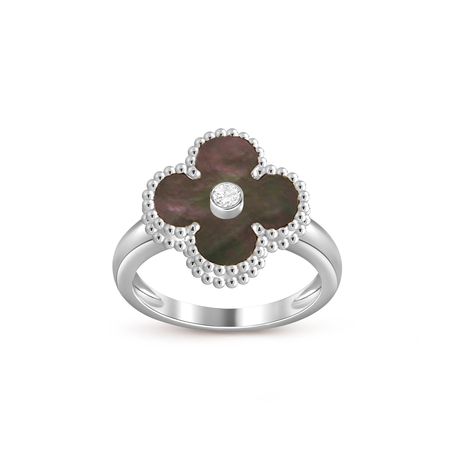 [Loran]LUCKY CLOVER DIAMOND-ACCENT WHITE GOLD RING COLLECTION