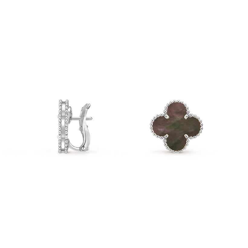 [Loran]15MM CLOVER FLOWER STUD EARRINGS WHITE GOLD COLLECTION