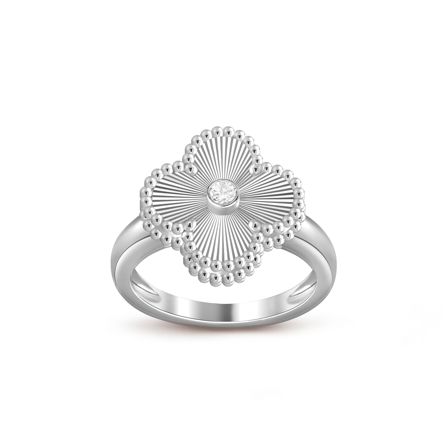 [Loran]LUCKY CLOVER DIAMOND-ACCENT WHITE GOLD RING COLLECTION