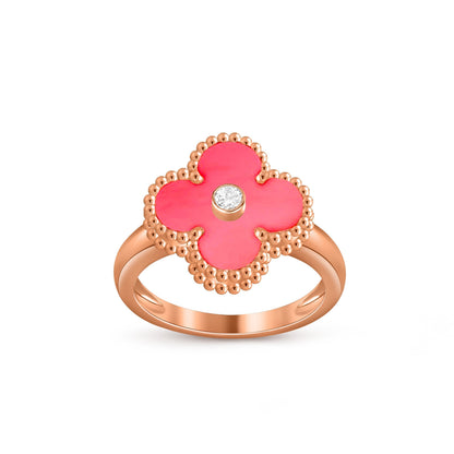 [Loran]LUCKY CLOVER DIAMOND-ACCENT ROSE GOLD RING COLLECTION
