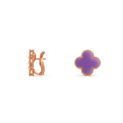 [Loran]15MM CLOVER FLOWER STUD EARRINGS ROSE GOLD COLLECTION