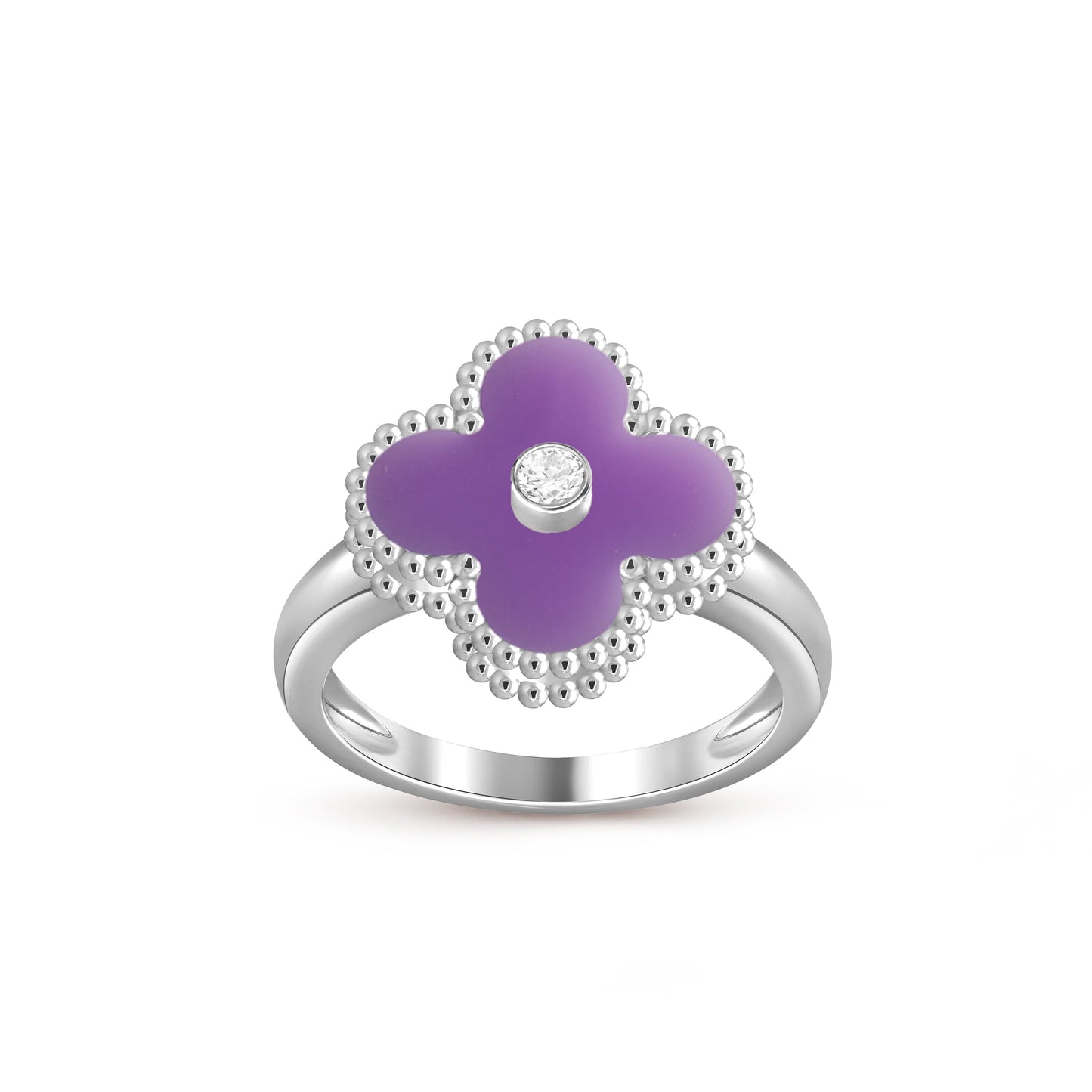 [Loran]LUCKY CLOVER DIAMOND-ACCENT WHITE GOLD RING COLLECTION
