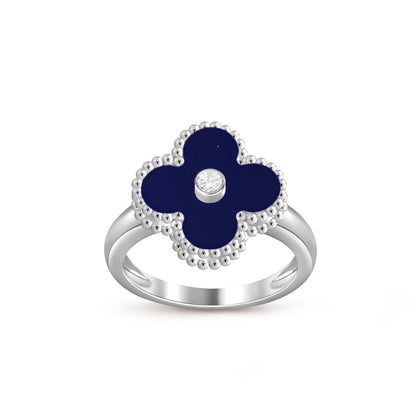 [Loran]LUCKY CLOVER DIAMOND-ACCENT WHITE GOLD RING COLLECTION