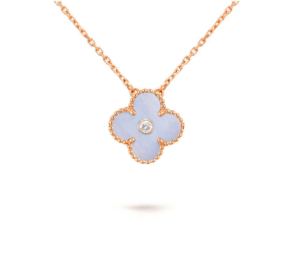 [Loran]15MM CLOVER FLOWER DIAMOND PENDANT NECKLACE COLLECTION