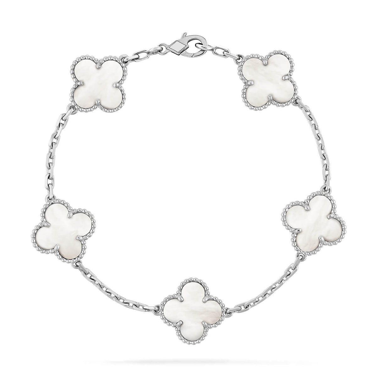 [Loran]LUCKY CLOVER 5-MOTIF BRACELET - WHITE MOTHER-OF-PEARL COLLECTION