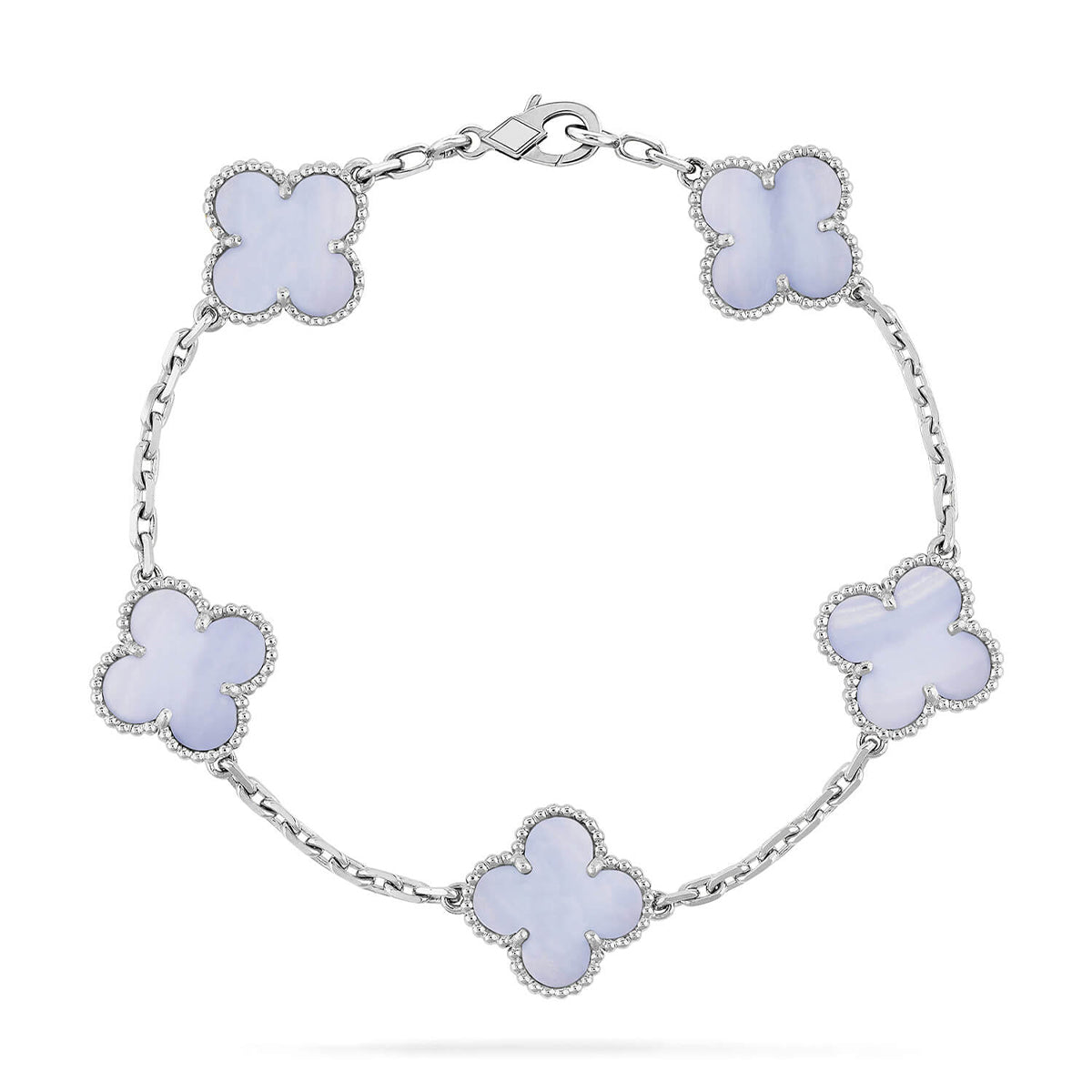 [Loran]LUCKY CLOVER 5-MOTIF BRACELET - PURPLE CHALCEDONY COLLECTION