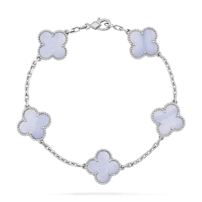 [Loran]LUCKY CLOVER 5-MOTIF BRACELET - PURPLE CHALCEDONY COLLECTION