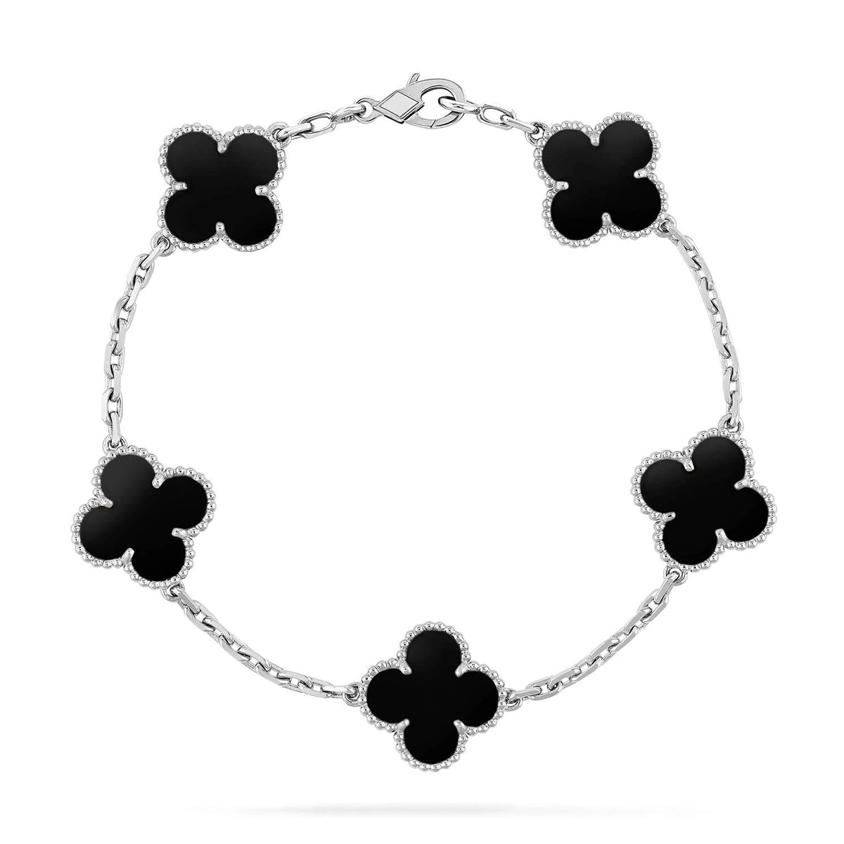 [Loran]LUCKY CLOVER 5-MOTIF BRACELET - BLACK OXNY COLLECTION