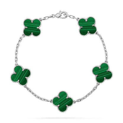 [Loran]LUCKY CLOVER 5-MOTIF BRACELET - MALACHITE COLLECTION