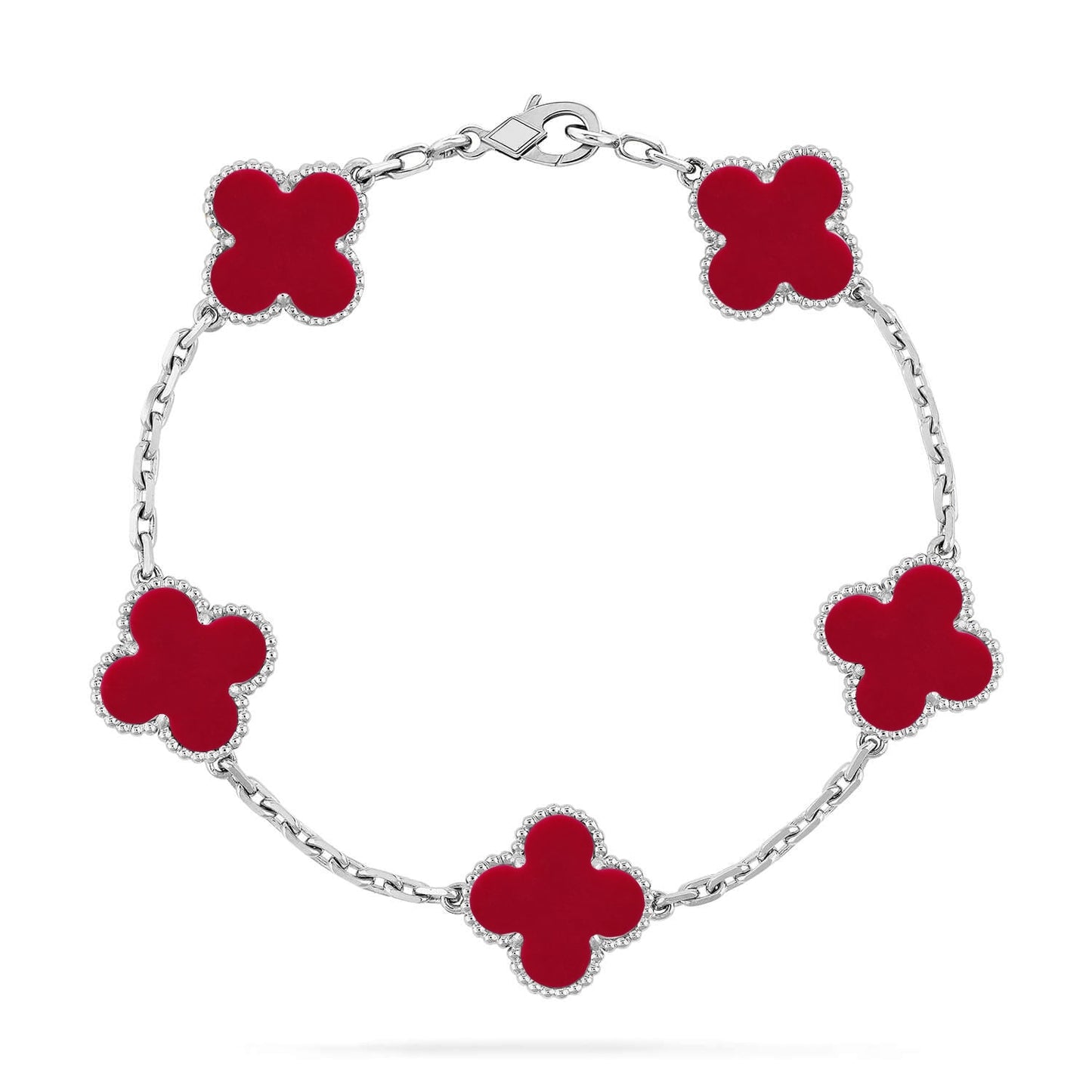 [Loran]LUCKY CLOVER 5-MOTIF BRACELET - RED CARNELIAN COLLECTION