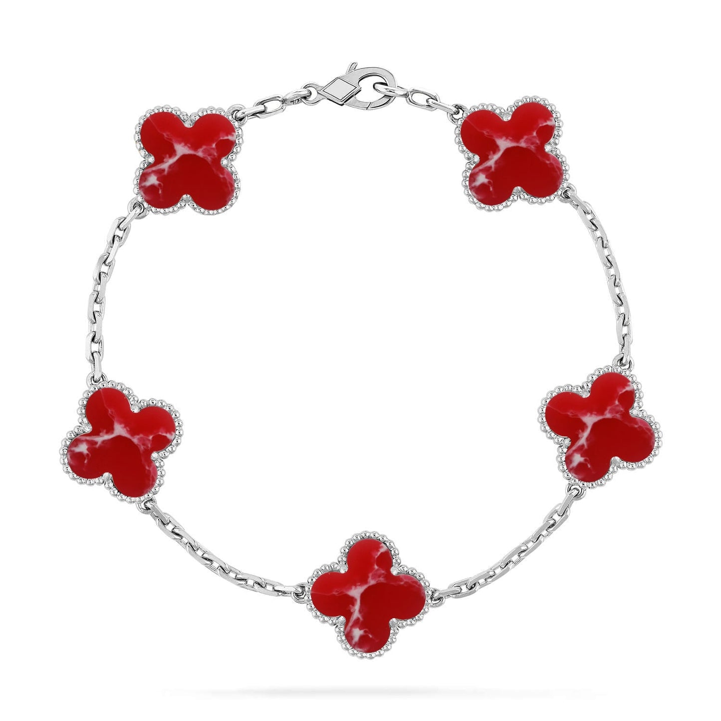 [Loran]LUCKY CLOVER 5-MOTIF BRACELET - RED LARIMAR COLLECTION
