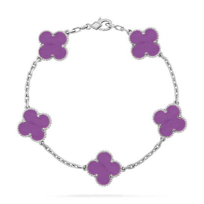 [Loran]LUCKY CLOVER 5-MOTIF BRACELET - VIOLET COLLECTION