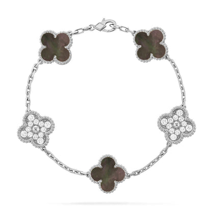 [Loran]LUCKY CLOVER 5-MOTIF BRACELET - GREY MOTHER-OF-PEARL COLLECTION