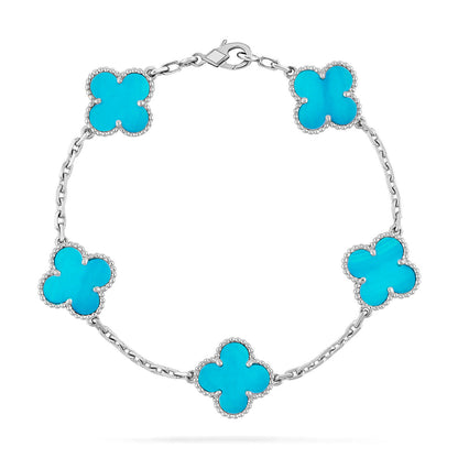 [Loran]LUCKY CLOVER 5-MOTIF BRACELET - TURQUOISE COLLECTION