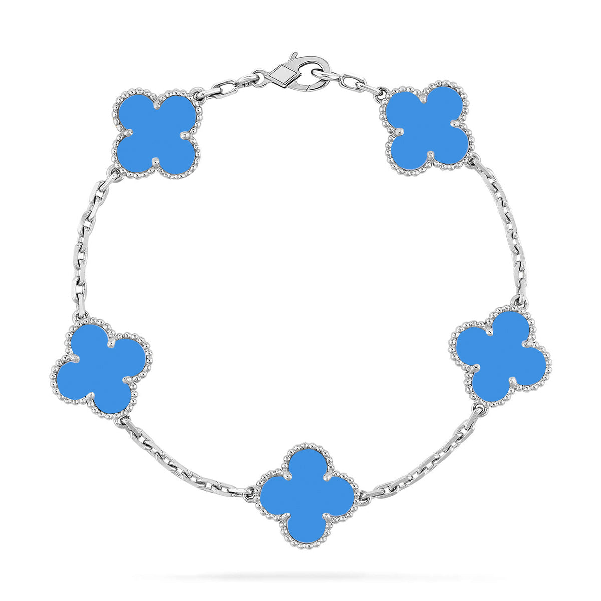 [Loran]LUCKY CLOVER 5-MOTIF BRACELET - BLUE AGATE COLLECTION