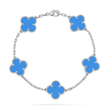 [Loran]LUCKY CLOVER 5-MOTIF BRACELET - BLUE AGATE COLLECTION