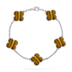 [Loran]LUCKY CLOVER 5-MOTIF BRACELET -  TIGER’S EYE COLLECTION