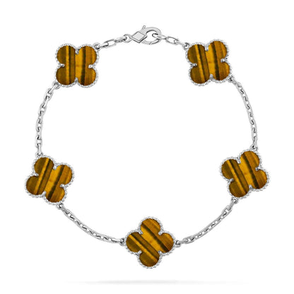 [Loran]LUCKY CLOVER 5-MOTIF BRACELET -  TIGER’S EYE COLLECTION