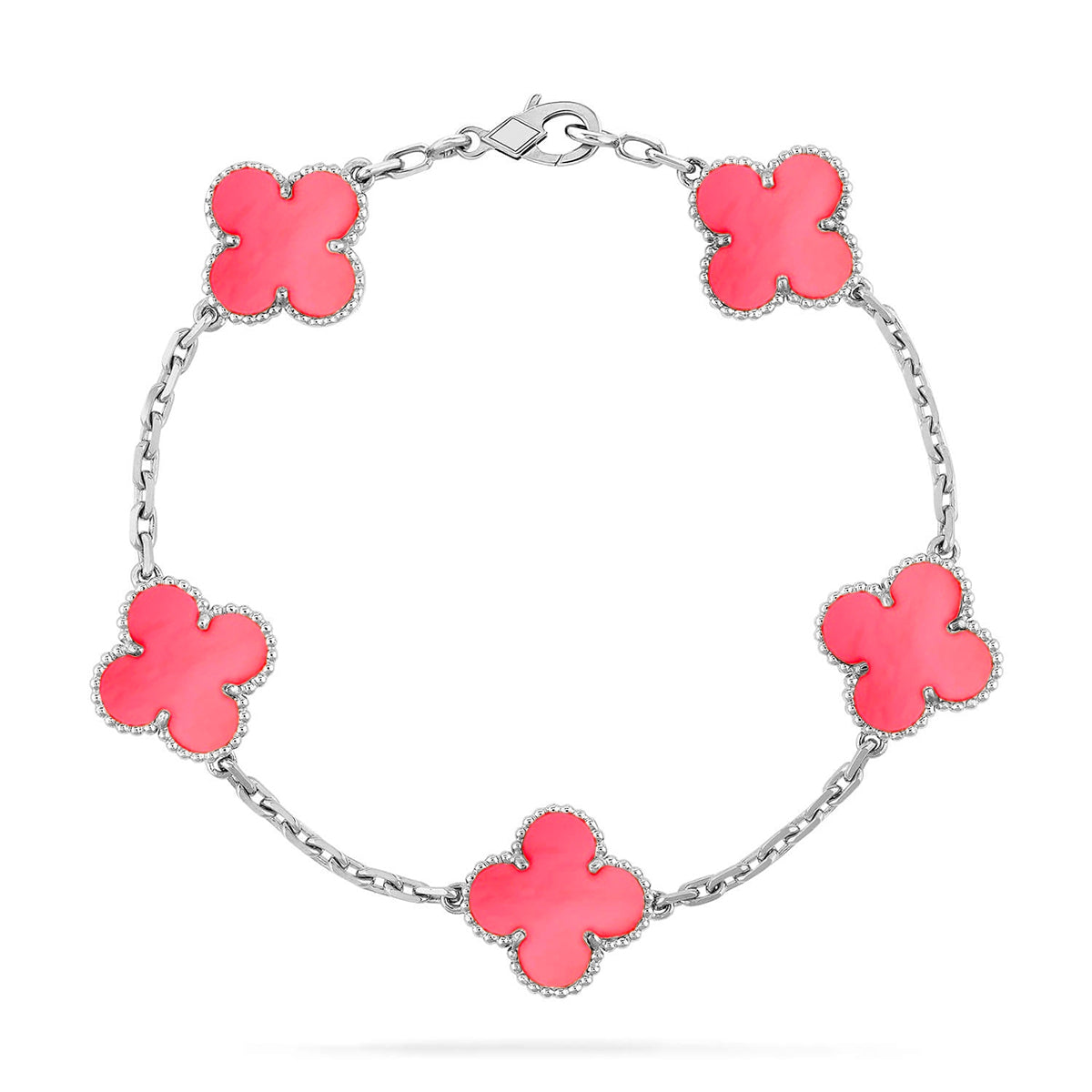 [Loran]LUCKY CLOVER 5-MOTIF BRACELET - PINK MOTHER-OF-PEARL COLLECTION