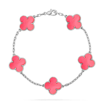 [Loran]LUCKY CLOVER 5-MOTIF BRACELET - PINK MOTHER-OF-PEARL COLLECTION