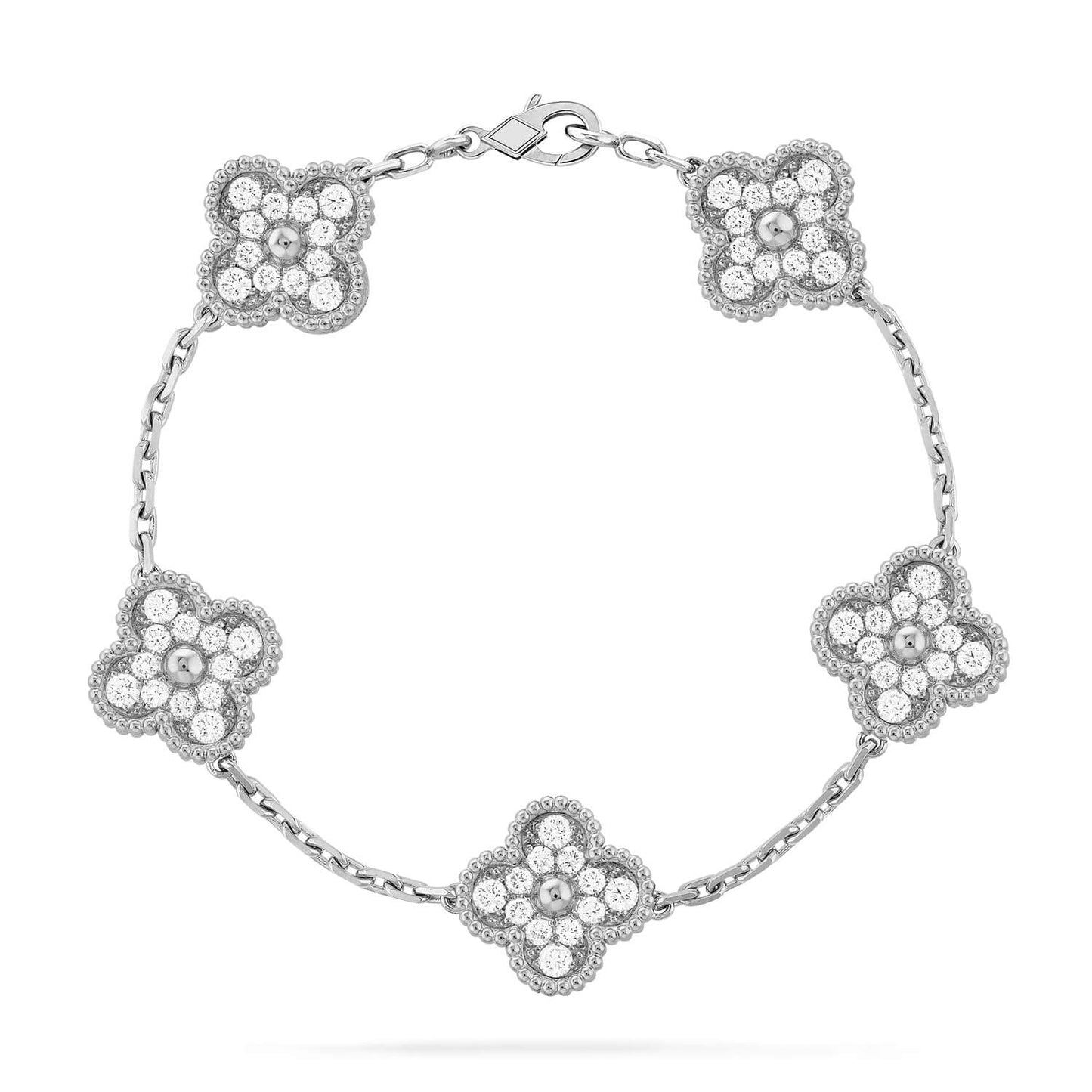 [Loran]LUCKY CLOVER 5-MOTIF BRACELET - FULL-DIAMOND