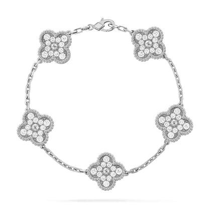 [Loran]LUCKY CLOVER 5-MOTIF BRACELET - FULL-DIAMOND